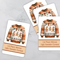 1st Place Winner Ugly Sweater Contest Gingerbread Jumbo Poker Cards