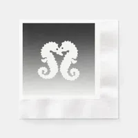 Black Gradient Seahorses Kissing Wedding Napkins