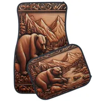 River Scene with Leather Bear Car Floor Mat