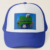 Connecticut' Map, Text, Faux Quarter, Flag Scenery Trucker Hat