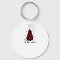 Tis The Season Red Plaid Christmas Tree Keychain