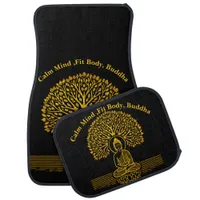 Gold Buddha Under a Tree With Lotus Flower Car Floor Mat