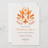 Orange Modern Minimalist Elegant Spanish Wedding Invitation