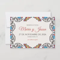 Fiesta Colorful Flowers Botanical Spanish Wedding Save The Date