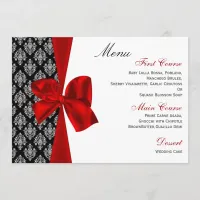 red damask  wedding menu