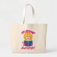  Totally Awesome Reading Book Eighties Fun  Large Tote Bag