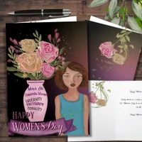 Happy Women's Day | Women with Vase  Holiday Card