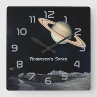 Outer Space themed Home Decor personalized Square Wall Clock