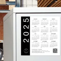 2025 Calendar Black Text QR Code Company Logo