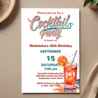 Teal & Coral Refreshing Watercolor Cocktail Party Invitation
