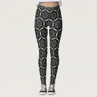 *~* A Hint Of Color Black & White Pattern Leggings