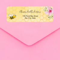 Bumble bee yellow honeycomb floral return address label