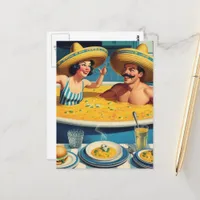 Funny Surreal Soup Hot Tub Postcard