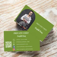 Private chef basil green photo arch QR code Business Card