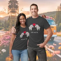 Cute and fun elephant couple with heart - custom  T-Shirt