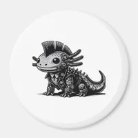 Whimsigoth Cyborg Axolotl Vintage Art Design Class Magnet