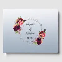 Wedding dusty blue silver geometric floral guest book