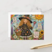 Adorable Peace Witch Postcard