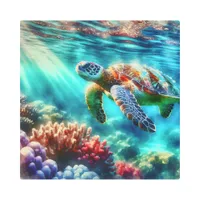 Keeping in Touch  | Sea Turtle Swimming Metal Print