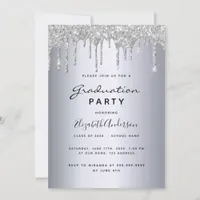 Graduation party silver glitter drips  invitation