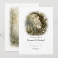 Thumbnail for Enchanted Forest White Deer Woodland Wedding Invitation