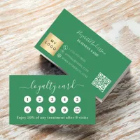 Sea green qr code business logo loyalty card