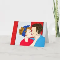 Hand drawn Retro Art Couple's Love you, baby Card