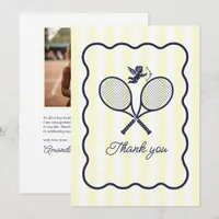 Navy & Cream Preppy Tennis Bridal Shower Photo Thank You Card