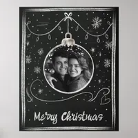 Chalkboard Merry Christmas Photo Frame  Poster