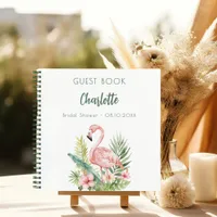 Guest book bridal shower pink flamingo