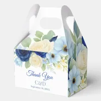 Navy Royal Bue Wedding Watercolor Ivory Flowers Favor Boxes