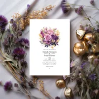 Purple and Gold Floral Wedding Invitation