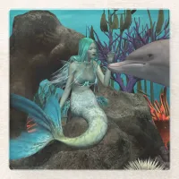 Mermaid and Dolphin Under the Sea