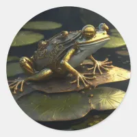 Steampunk Frog | Gothic Art Classic Round Sticker