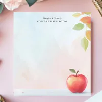 Red Apple and Autumn Leaves Personalized  Notepad