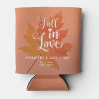 Fall in Love Maple Leaf Terracotta Wedding Favor Can Cooler