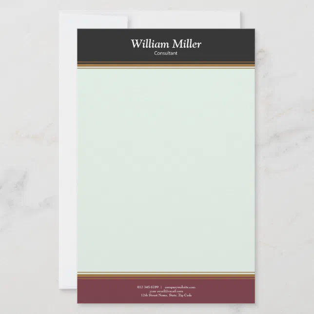 Modern Minimalist Black Maroon Stripes Stationery