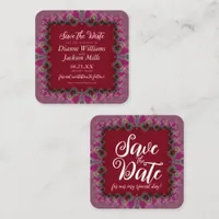 Pink & Red Fractal Lace Cute Save the Date Cards