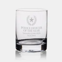Elegant Police Officer of the Year Blue Marble Rocks Glass
