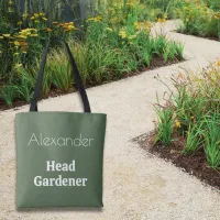 Head Gardener Green Gardening Themed Personalized Tote Bag