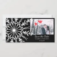 Black and White Snowflake Wedding Save the Date