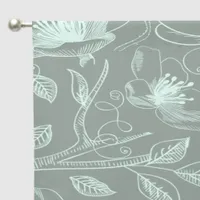 Sketched Floral Outline Pattern Mint Green ID939 Blackout Curtains