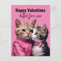 Kitten love Valentine cat lover pet owner fur baby Postcard