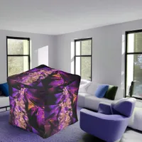 Modern fractal in black and purple pouf