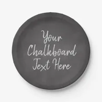 Create Your Own Custom Text Black Chalkboard Paper Plates