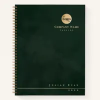 Professional Emerald Green Gold Company Logo Notebook