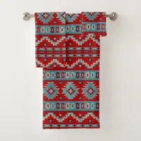 Southwest Mesas Turquoise & Red Bath Towel Set