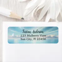 Pretty Blue Ocean Waves  Personalized Label