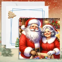 Cute Mr and Mrs Santa Claus Personalized Christmas Holiday Card