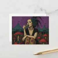 Woman Drinks Tea at the Circus Postcard